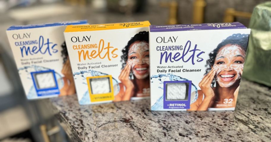 3 boxes of various Olay Cleansing Melts