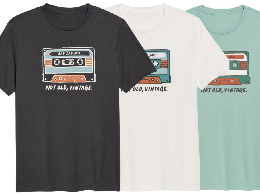 3 Old Navy Father's Day shirts that say "Not Old, Vintage"