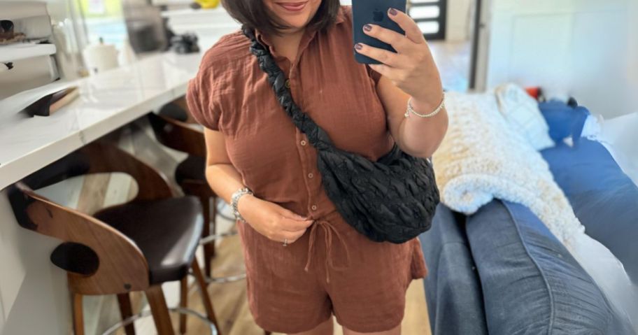 Old Navy Romper being worn by woman 