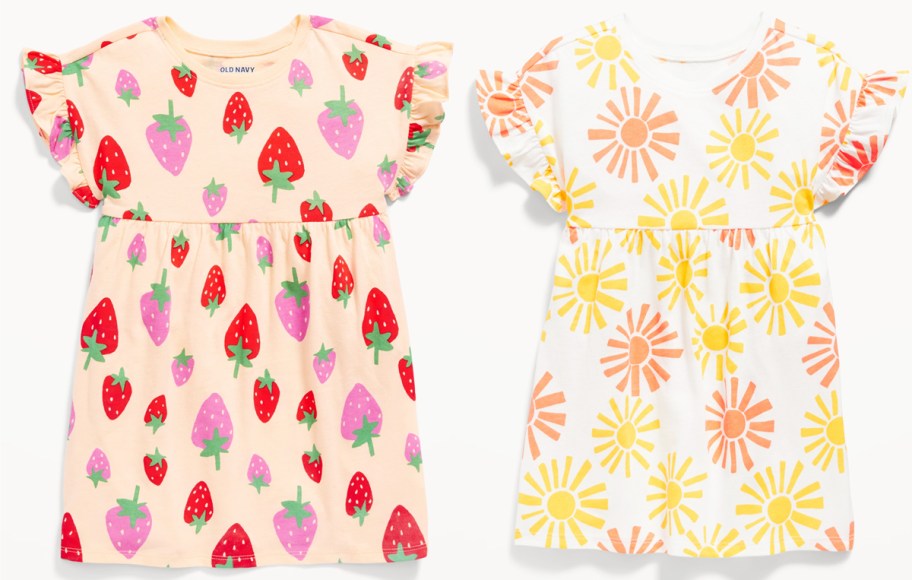 strawberry and sun print girls dresses