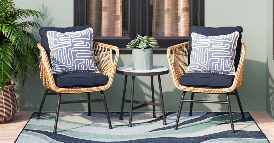 Up to 50% Off Lowe’s Patio Furniture | Wicker 3-Piece Set w/ Cushions Only $199 Shipped