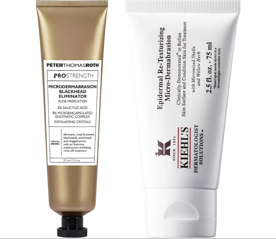 Peter thomas roth PRO Strength Microdermabrasion Blackhead Eliminator and a tube of Keihls Micro-Dermabrasion skin treatment