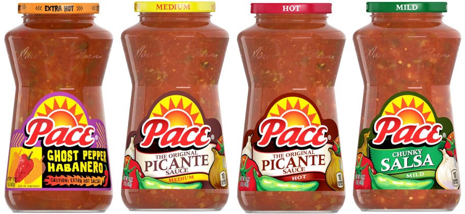 four jars of pace salsas