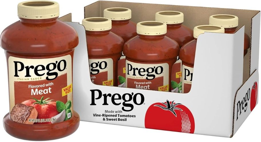 a 6 count box of 67oz jars of pasta sauce