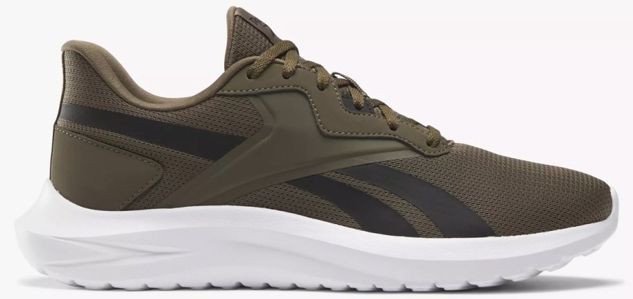 olive green and black reebok training shoe