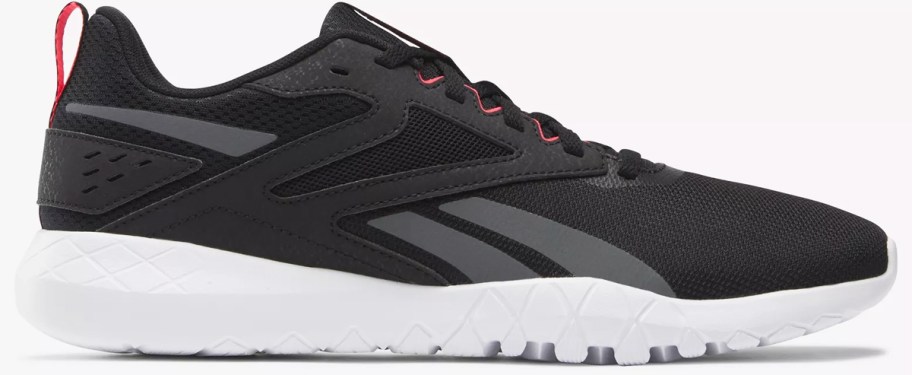 black and white reebok training shoe