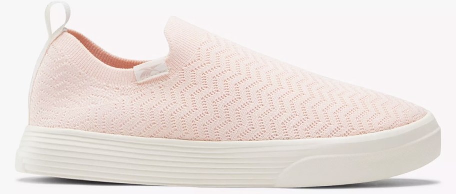 light pink knit slip-on sneaker