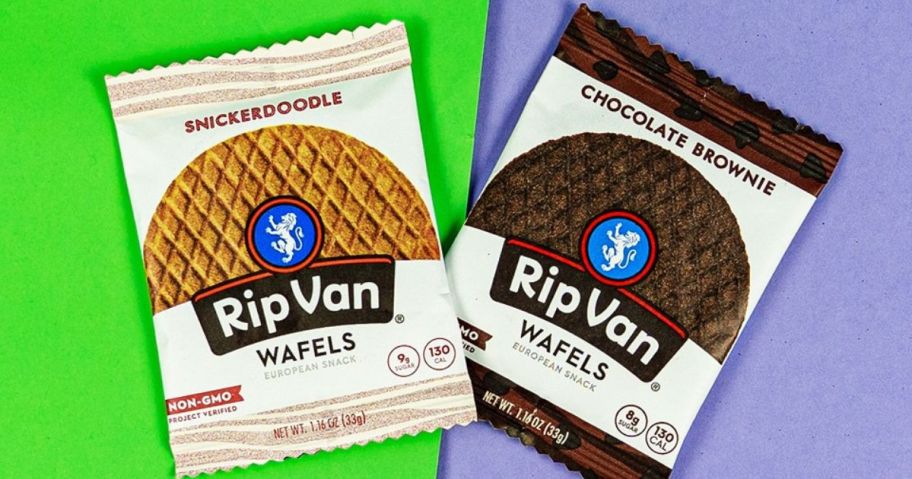 2 packets of Rip Van Wafels in Snickerdoodle andn Chocolate Brownie Flavor