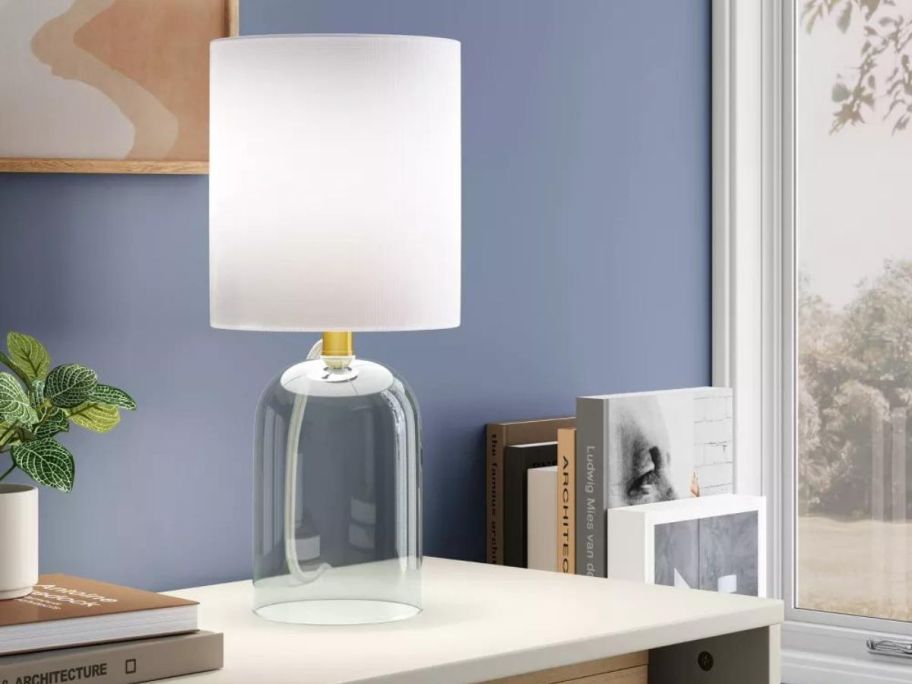 Room Essentials Glass Table Lamp w Open Base