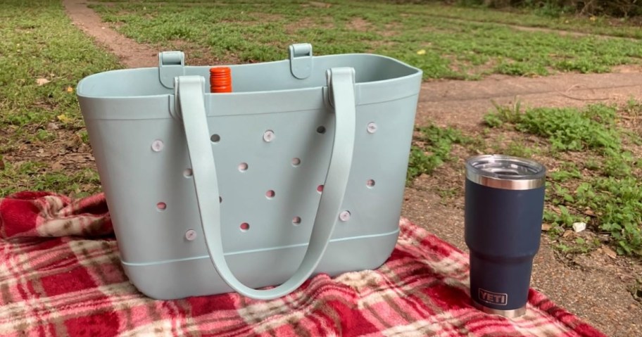 Simple Modern Large Tote on picnic blanket