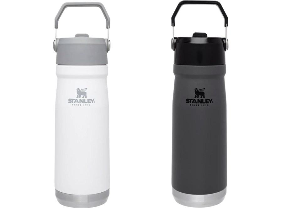 white and grey stanley bottles