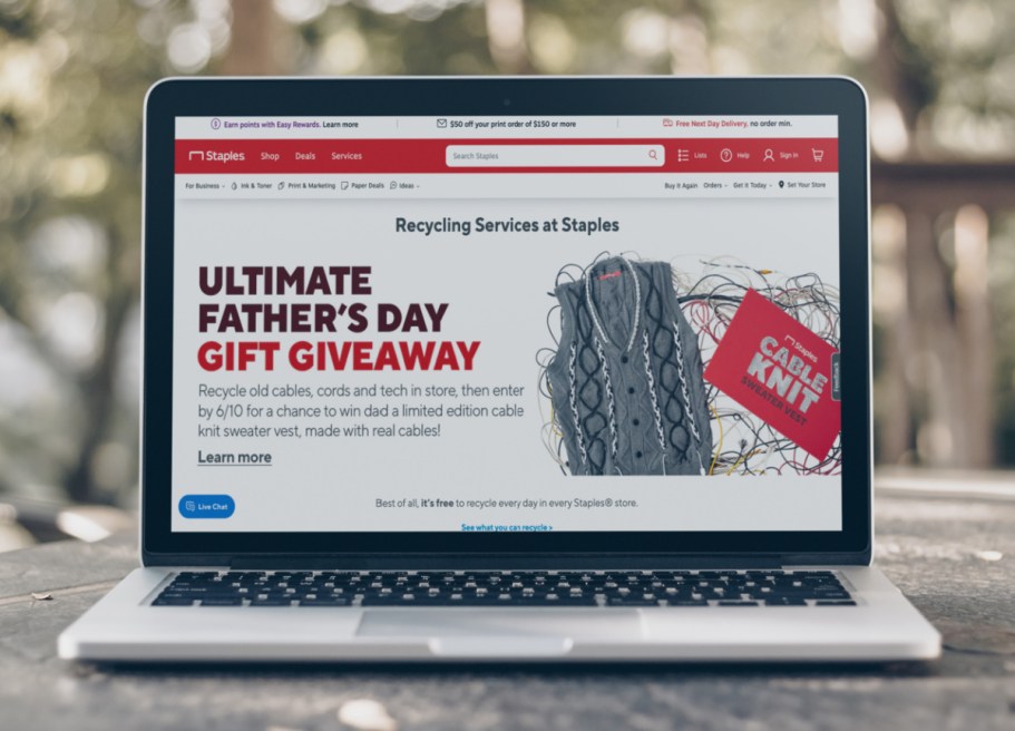 Staples Father’s Day Giveaway (Recycle Your Cords For a Chance to Win A Sweater)