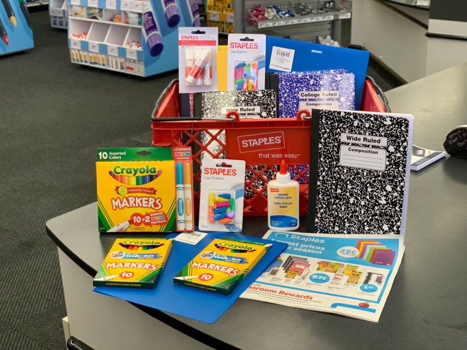 Staples School Supplies from 35¢ + $10 Off $30 Coupon