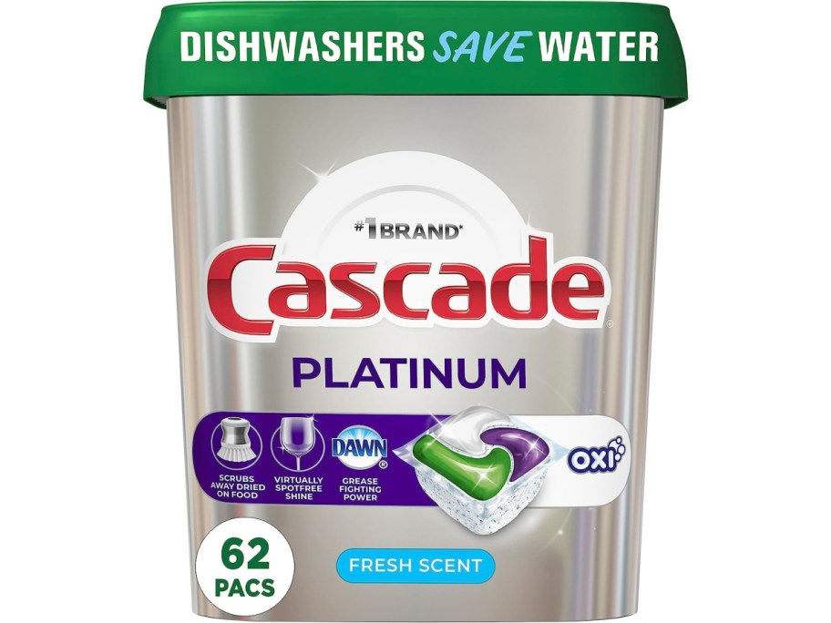 Stock image of Cascade Platinum x Oxi Dishwasher Soap Pods 62 count