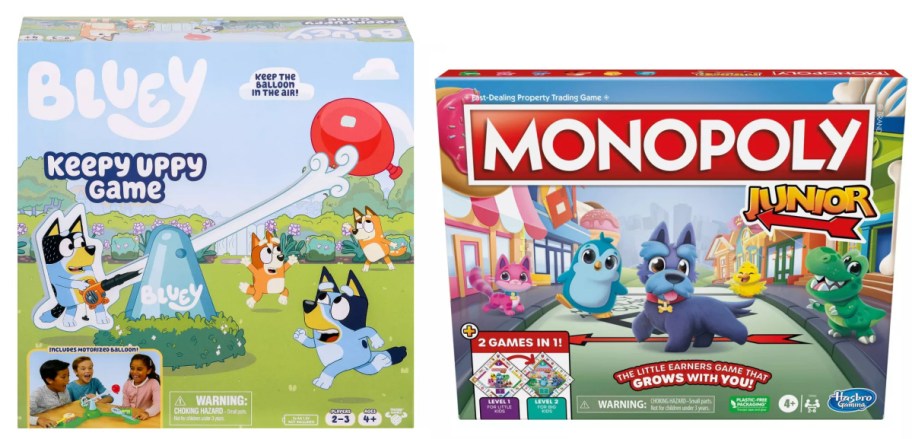 Stock image of bluey and monopoly games