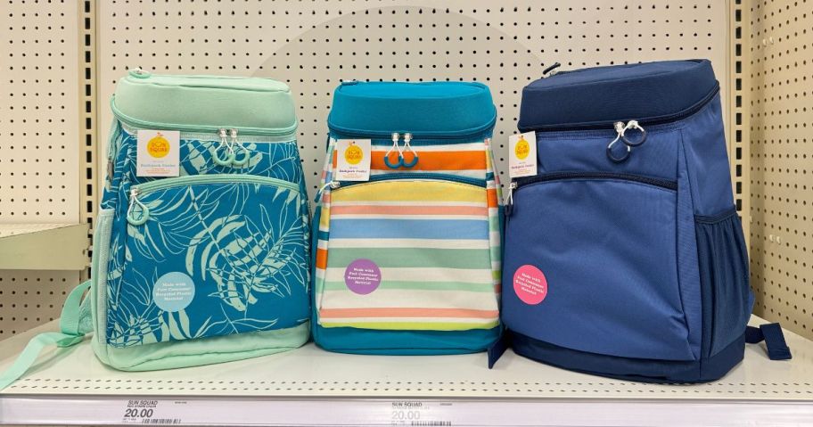 3 Sun Squad soft-sided coolers on store shelf