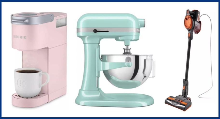 coffee maker, stand mixer and vacuum
