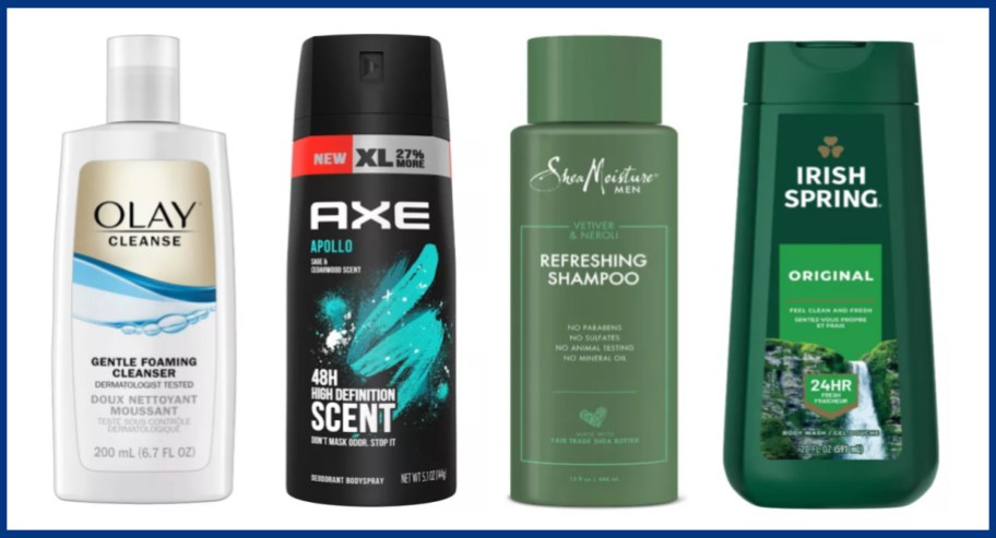 face wash, body spray, shampoo ad body wash