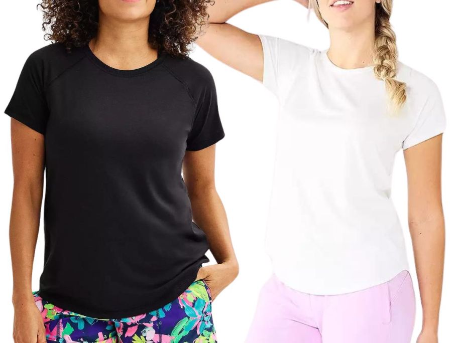 2 women wearing tee-shirts