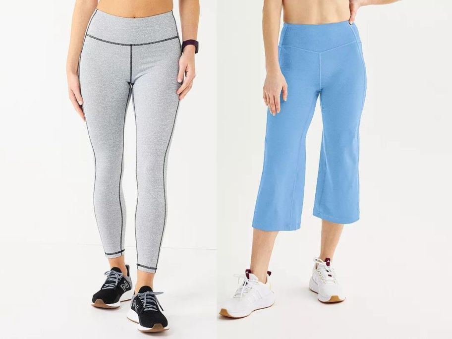 2 women wearing Tek Gear leggings and wide-legged pants