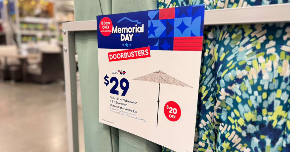 Doorbuster Deal – Tilt Patio Umbrella 7.5-Foot Only $29 on Lowes.com (Regularly $49)