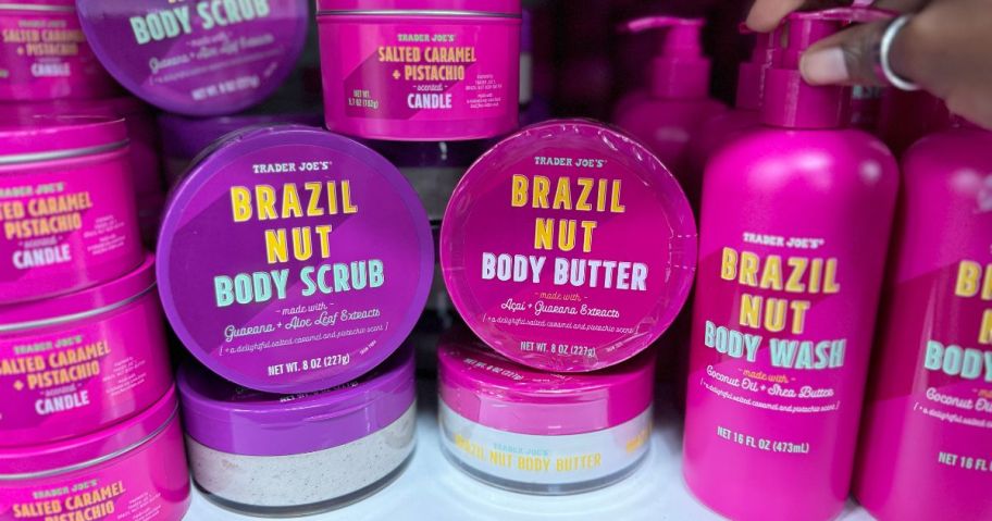 Trader Joe's Brazil Nut body care line in the store