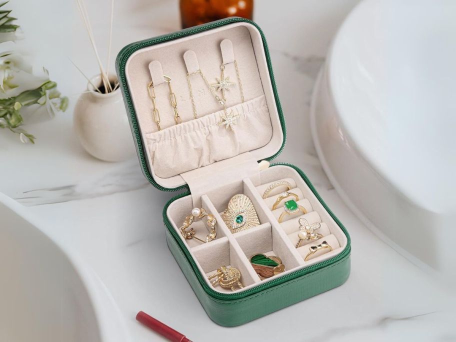 Travel Jewelry Case Organizer on desk