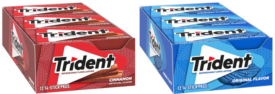 12-packs of Trident gum in cinnamon and original flavors