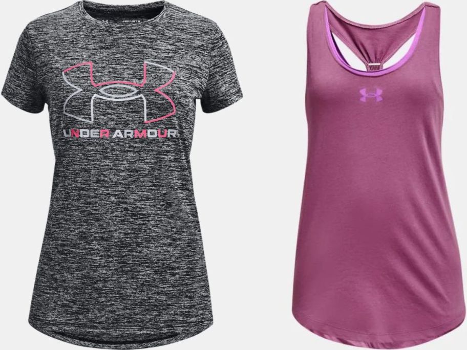 Stock images of Under Armour girl's tee and tank