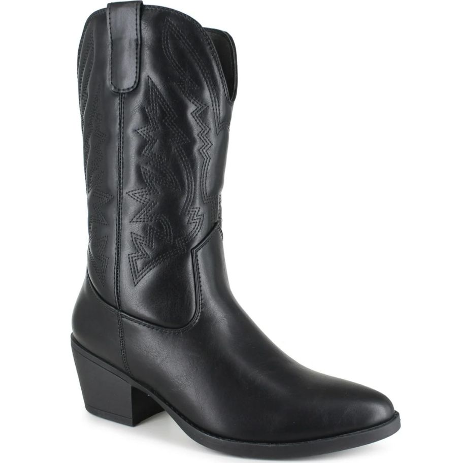 a black mid calf womens cowboy boot 