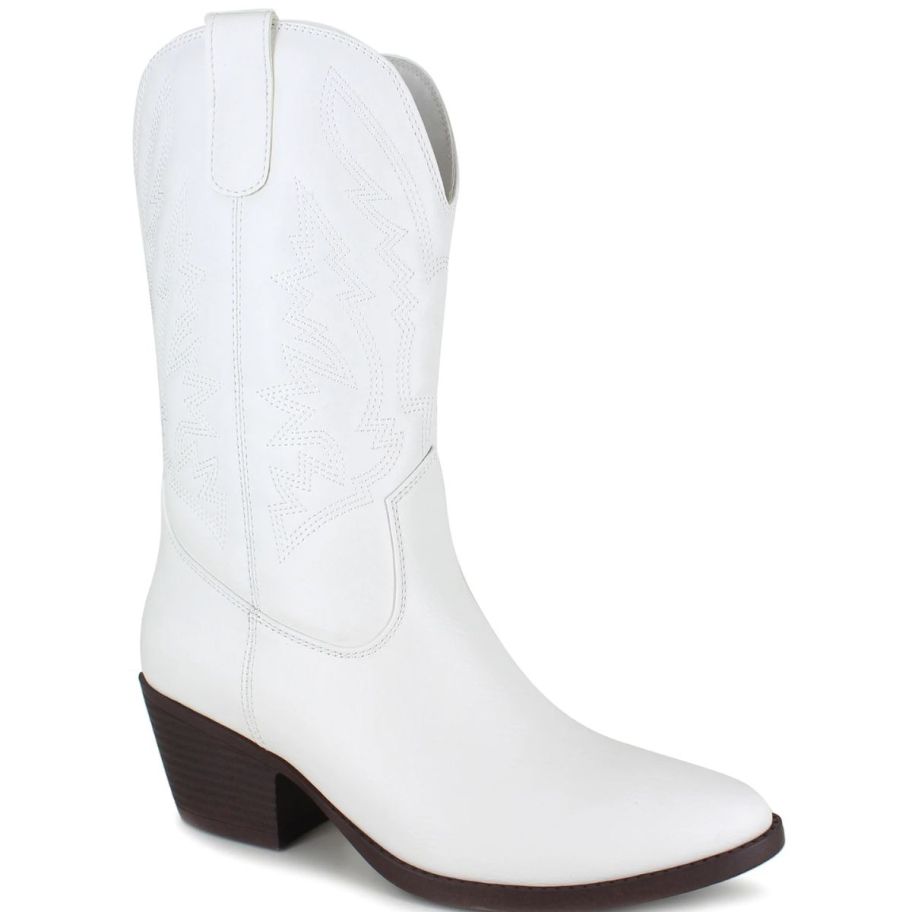 womens mid calf cowboy boot in white