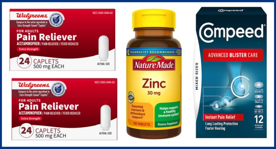 pain reliever, zinc and blister care