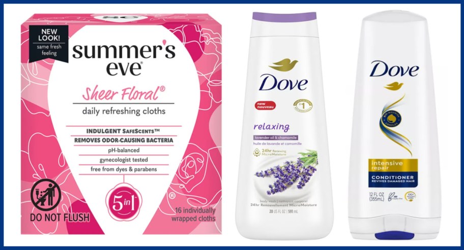 feminine cloths and hair care products