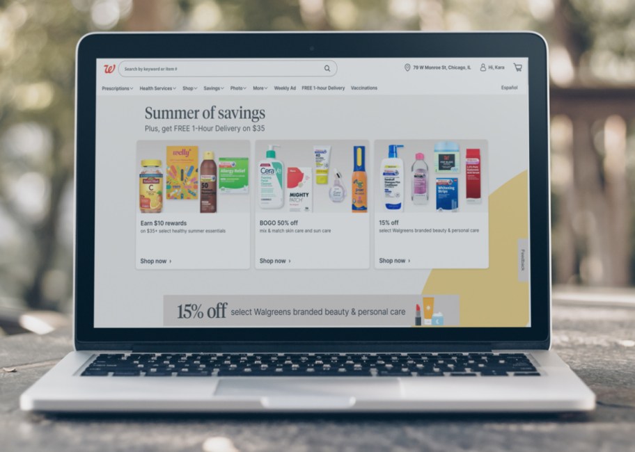 Walgreens Summer of Savings deals shown on the Walgreens website