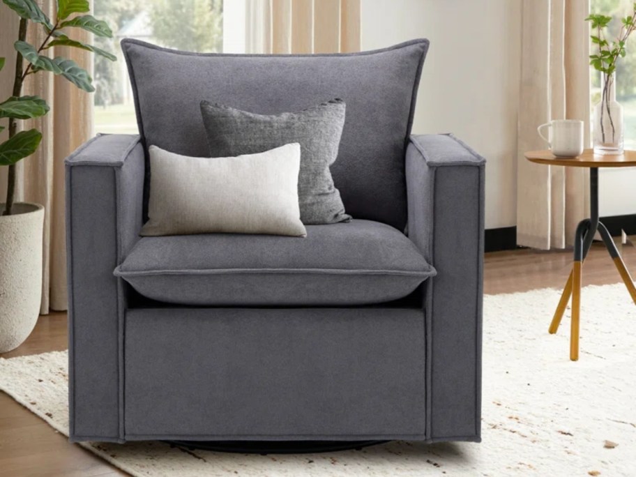 Inbox Zero Louretha 34" Swivel Accent Chair in gray