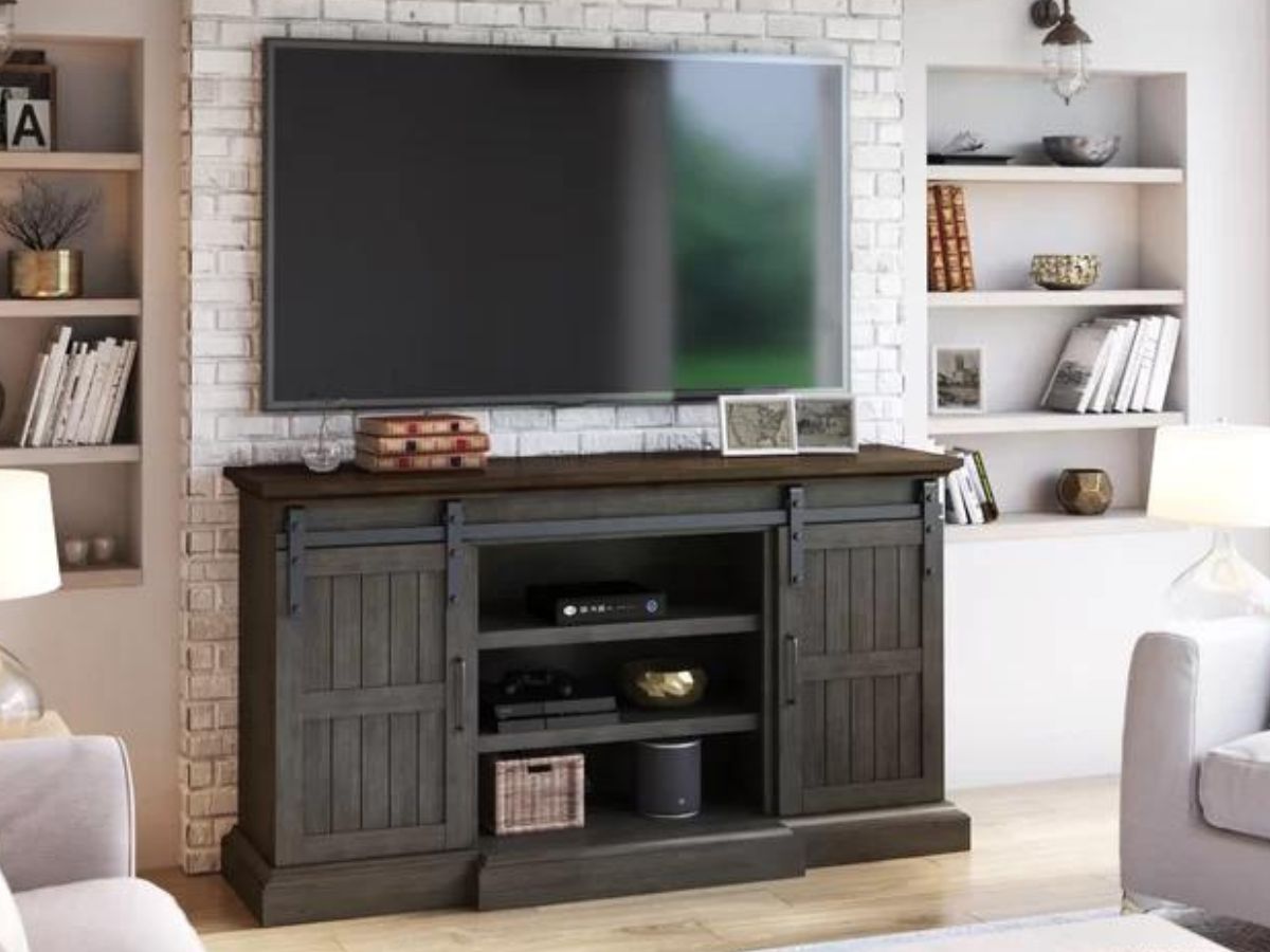 Up to 75% Off Entertainment Stands on Wayfair.com + Free Shipping (One Has a Built-In Fireplace!)