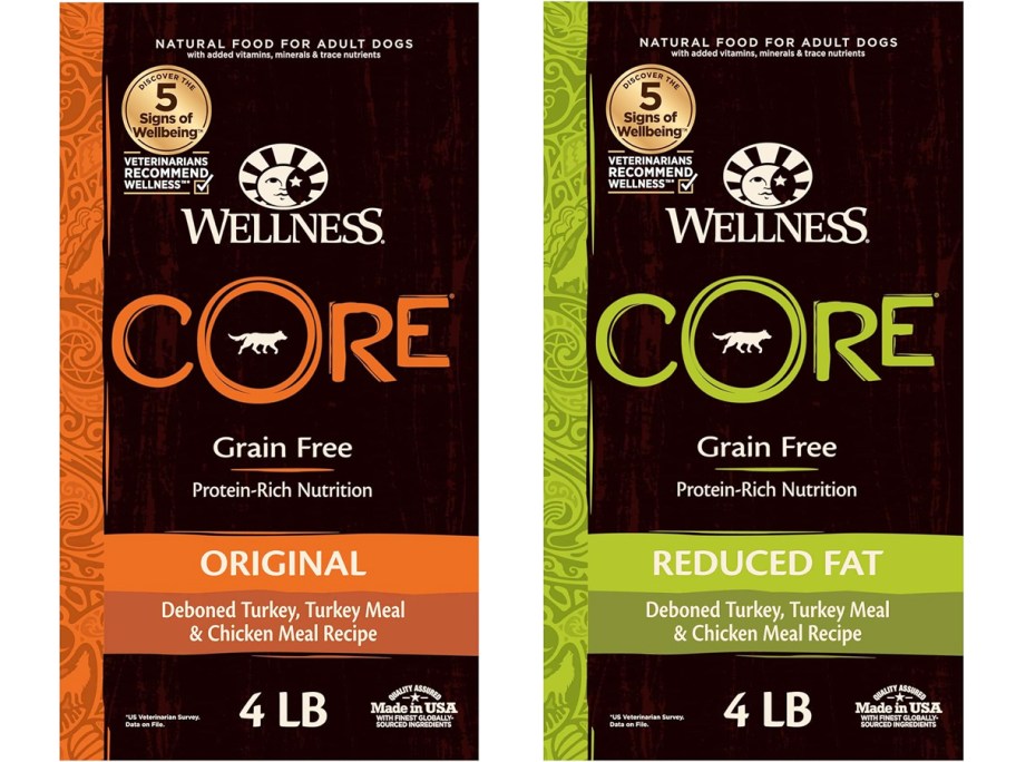 two bags of Wellness Core Dry Dog Food