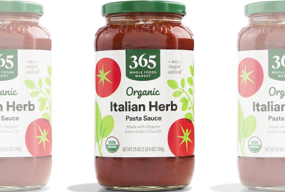 jars of Whole Foods Market Organic Pasta Sauce