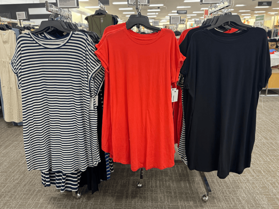 Women's short dresses on a rack at Kohls
