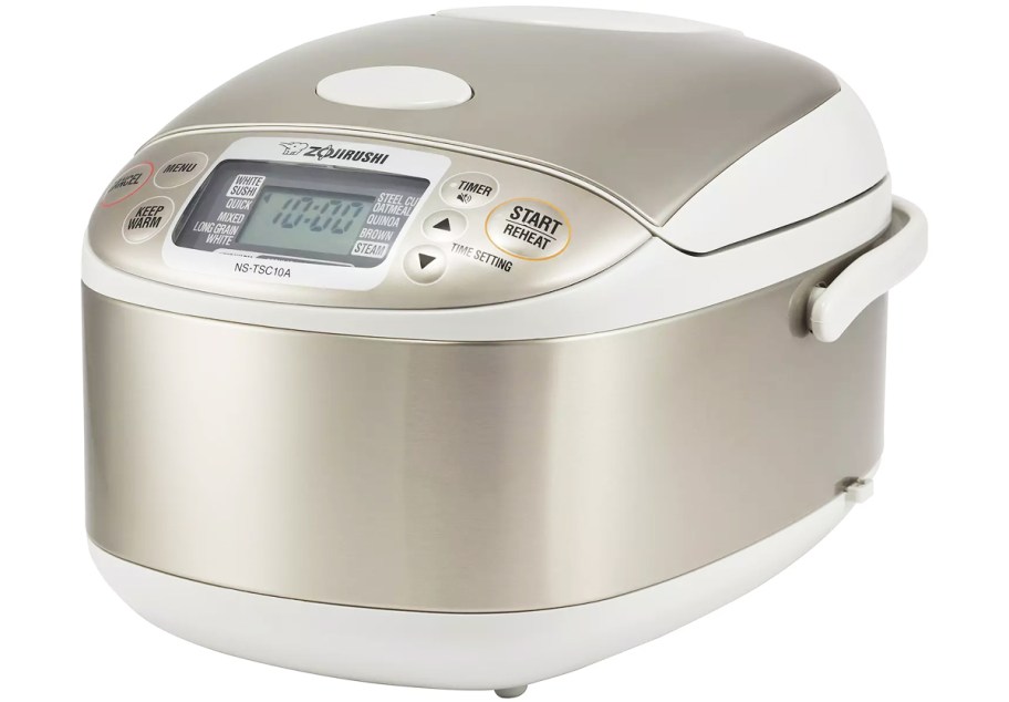 silver and white rice cooker