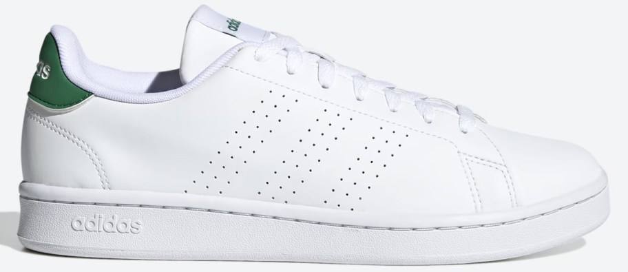 white adidas sneaker with green accents