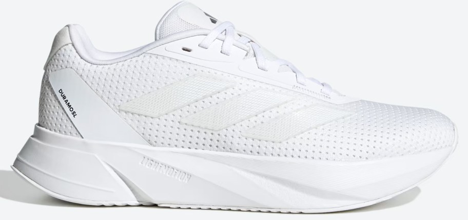 all white adidas running shoe