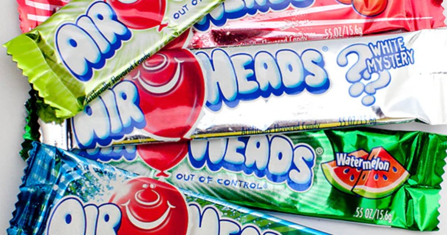 airheads candy bars laying in a pile 