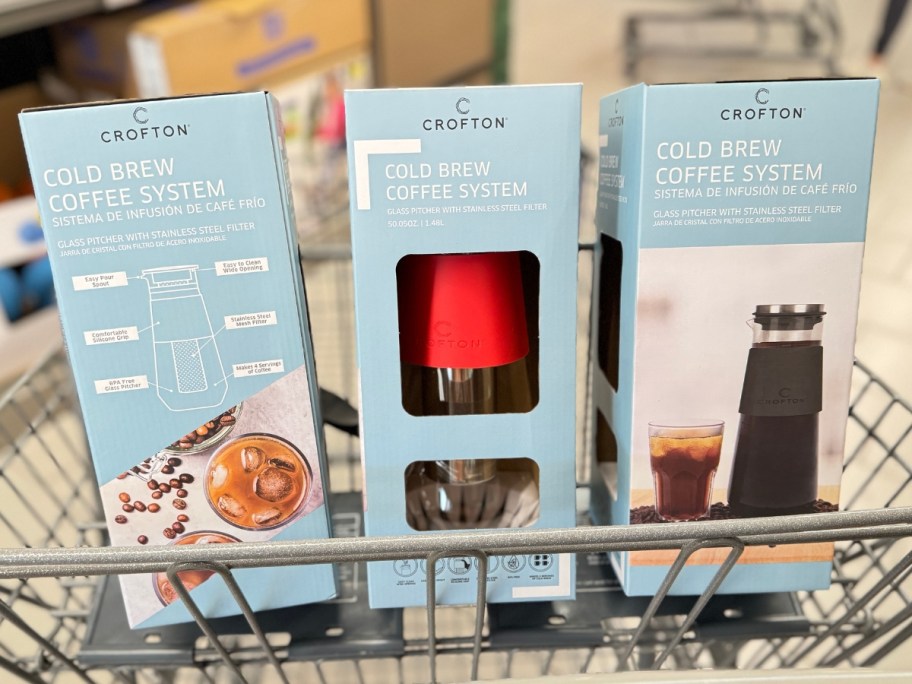 cold coffee brew systems in box in shopping cart