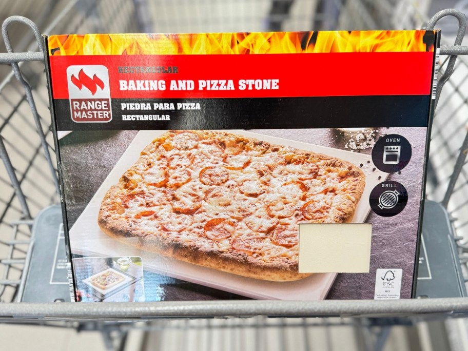 rectangle pizza baking stone in box in cart