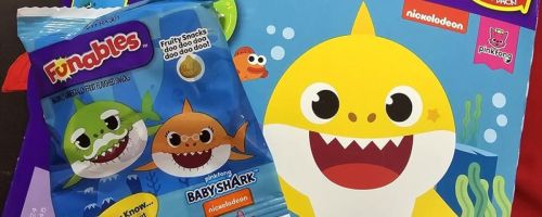 funables baby shark fruit snacks with single pack on top of box
