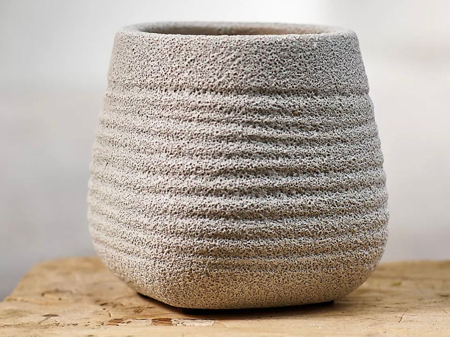 textured ceramic planter pot on table