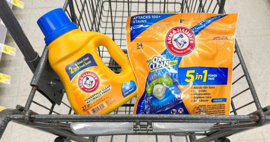 arm hammer laundry detergent in shopping cart