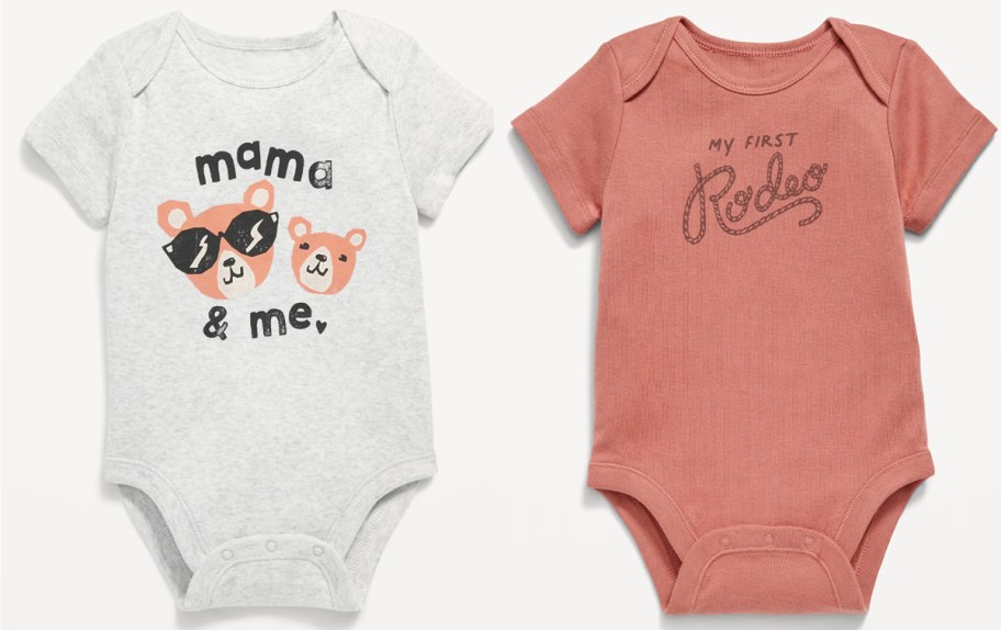 gray bear and red rodeo baby onesies