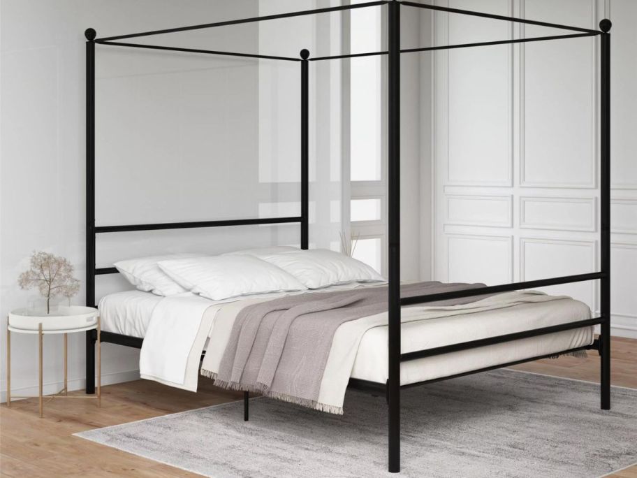 Mainstays Metal Canopy Bed in bedroom